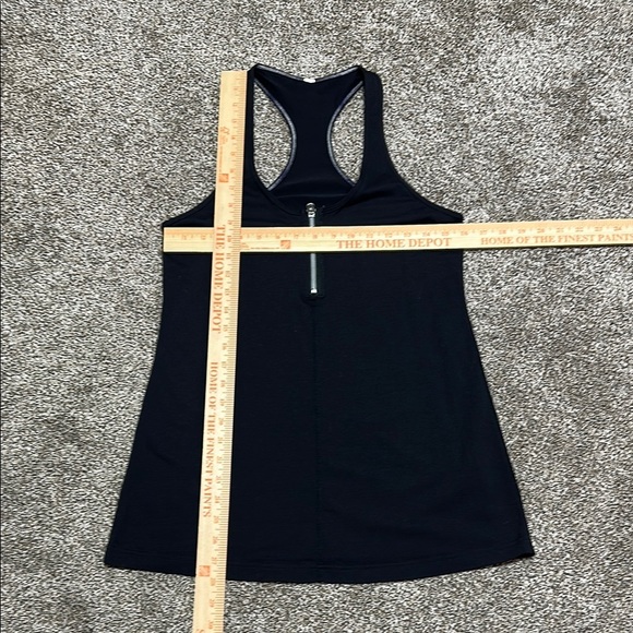 Lululemon black racerback zip front tank top - no size tag- 8/M - Picture 4 of 7
